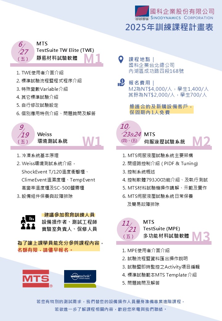 【國科企業敬邀】2025年訓練課程計畫表
